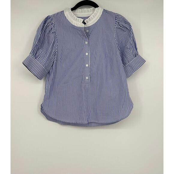 J. Crew Puff-sleeve button-front shirt in stripe - Picture 2 of 7